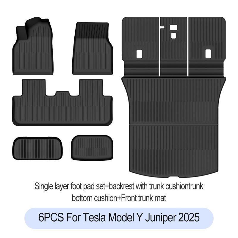 For Tesla New Model Y Juniper Premium/Performance 2025+ TPE Floor Mats Luggage Mat Wear-resistant Foot Pads ModelY Trunk Mats