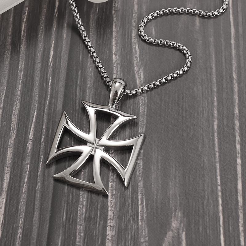 Vintage Templar Cross Necklace for Men Women Crusader Paladin Spiritual Lord's Prayer Pendant