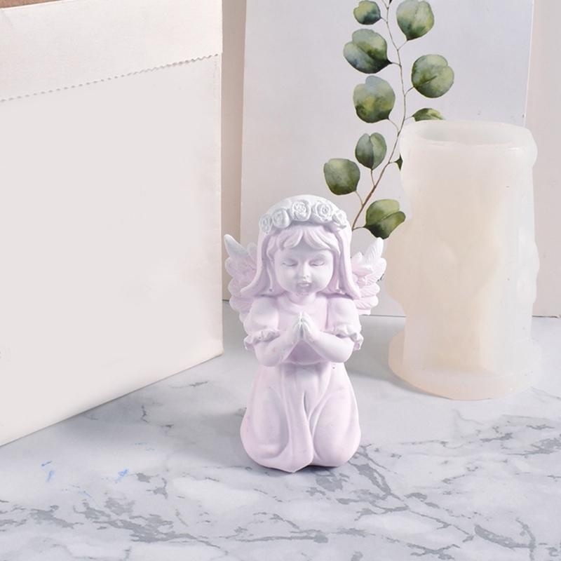 3D Angel Candle Mold Prayer Angel Silicone Resin Mold Aromatherapy Candle Mold Ornaments Mold for DIY Crafts Home Decors