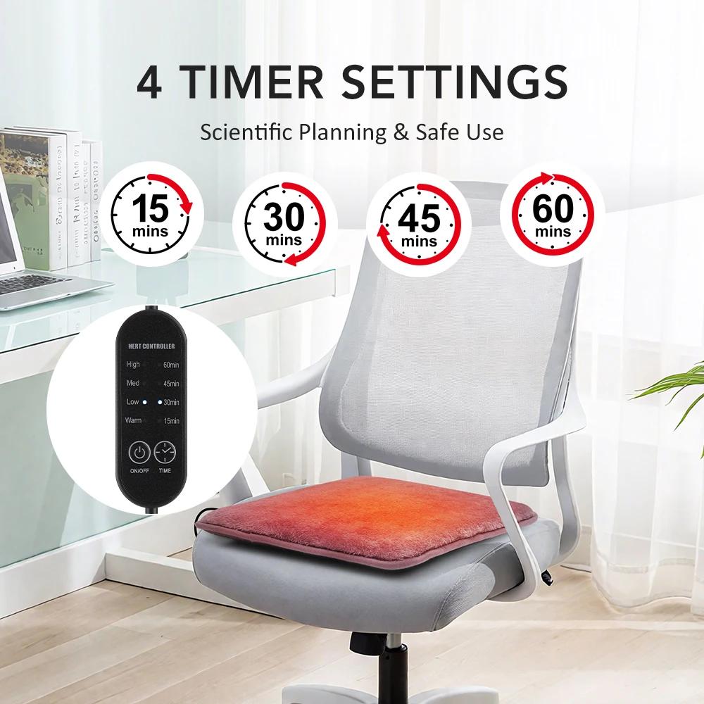 1PC Electric Heated Mat Winter Breathable Comfort Seat Heater Portable USB 4 Adjustable Heated Seat Mat with Controller 37x35cm