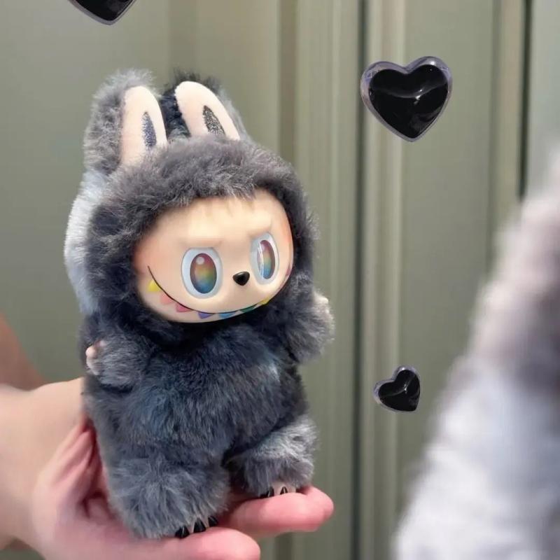 Cartoon Labubu Doll V3 Plush Toy Stuffed Anime Vinyl Face Love Serenity Labubu Doll Bag Pendant Key Chain Birthday Gifts Girl