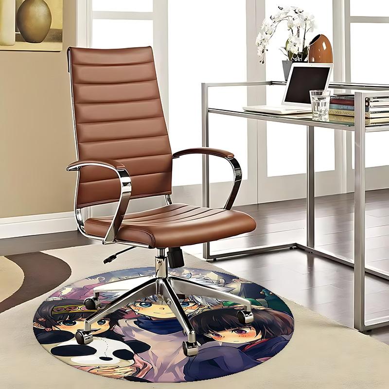 

1pc Anime Cartoon Design Round Carpet Office Chair Mat, NonSlip Rug for Home Decor, Living Room 80cm