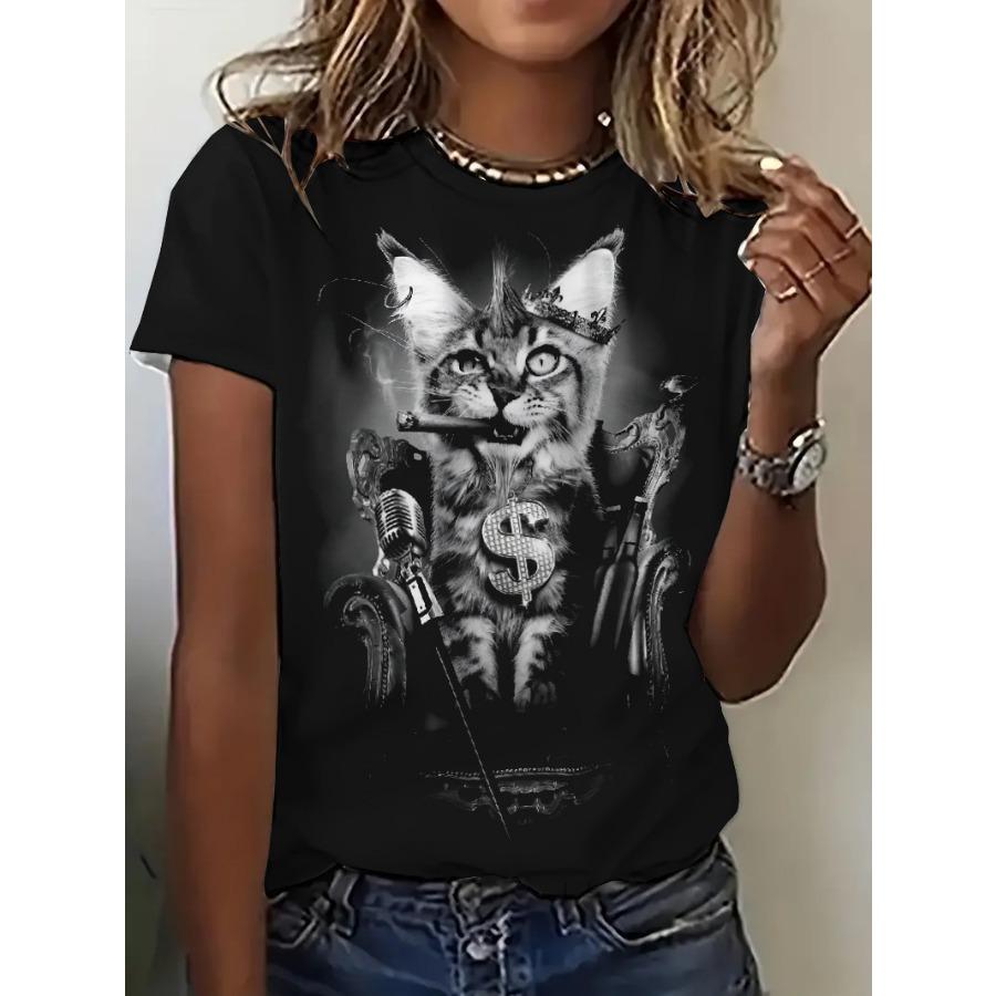 

Футболка с коротким рукавом и принтом 3D размера для женщин, топы 6XL