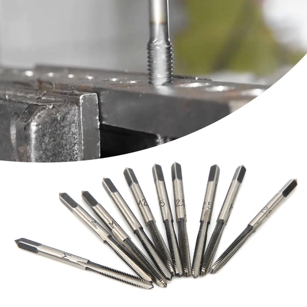 10Pcs Metric Taper Plug Tap Set Straight Shank Carbon Steel for Metal Processing M2.5
