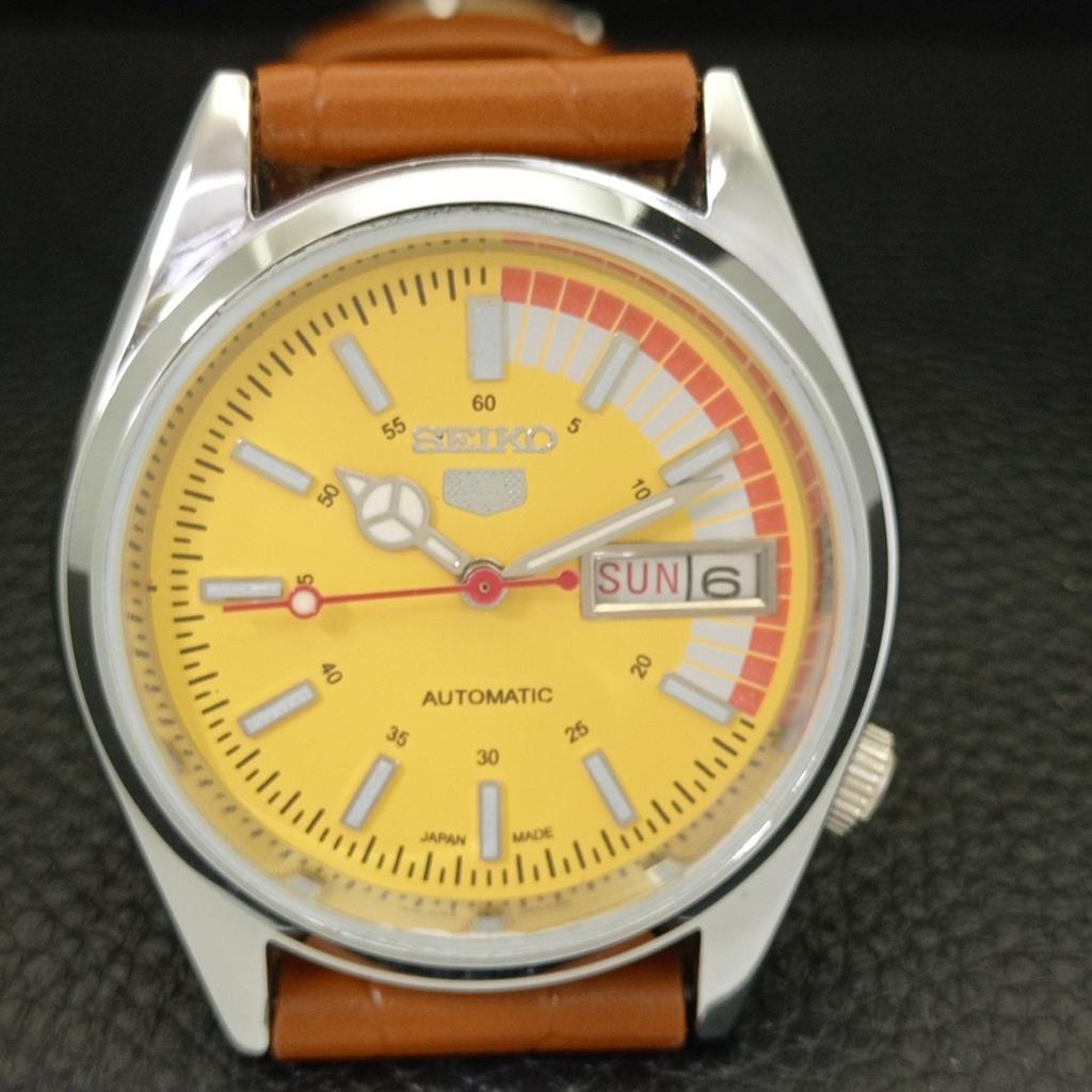 VINTAGE REFURBISHED SEIKO 5 AUTOMATIC 6309A JAPAN MENS YELLOW WATCH A441102-4 Sk-a441102