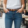 Thin Inlaid Gold Mushroom Stud Belt Metal Buckle Dress Waistband New Jeans Belt  Women's