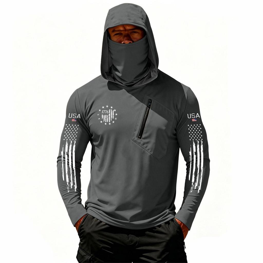 Herren Casual Kapuzen-Langarm-Sonnenschutz-Oberteil