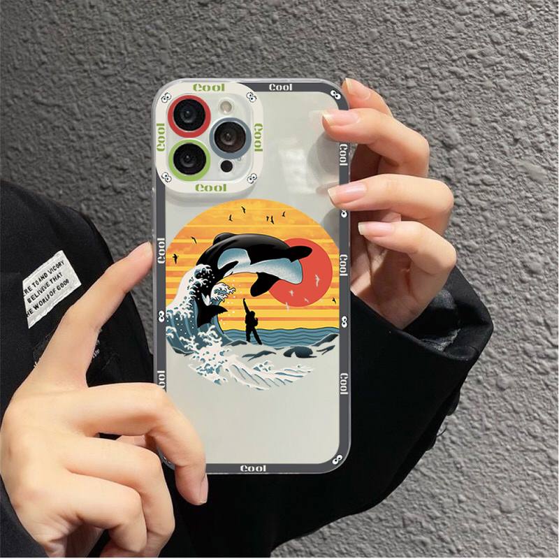 Underwater World Cute Whale Phone Case for iPhone 11 12 13 Mini Pro Max 14 Pro Max Case shell