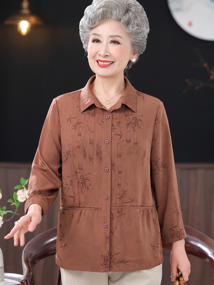 Jedwabna Bluzka Wiosenno-Jesienna 2025 dla Kobiet w Średnim i Starszym Wieku