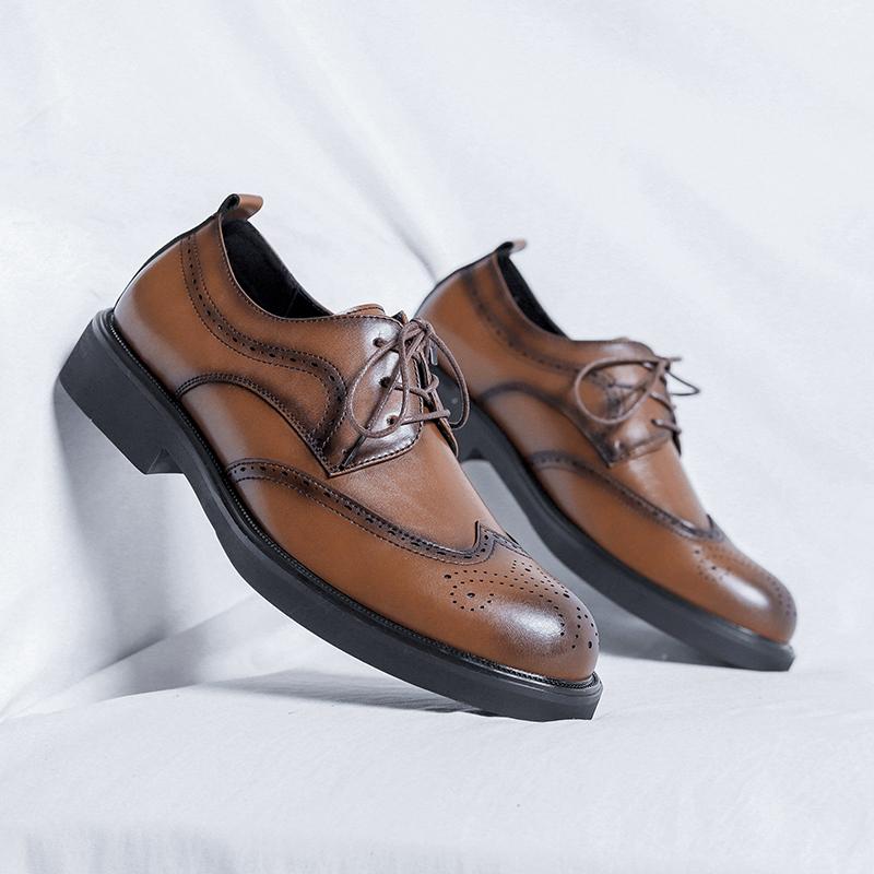 New Oxford Shoes Thick Bottom Dress Shoes Classic Business Formal Shoes Man Banquet Wedding Shoes Office Mens Wingtip Boos Shoes