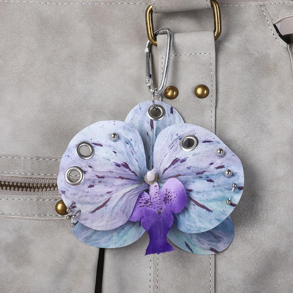 

Colorful Orchid Lily Keychain Backpack Decoration Backpack Hangings Decor Flower Bag Pendant 11