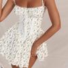 Sexy Lace Print Mini Dress Women Elegant Square Collar Backless Beach Dresses Female Fashion Chic Slim A-line Ballet Party Clothing