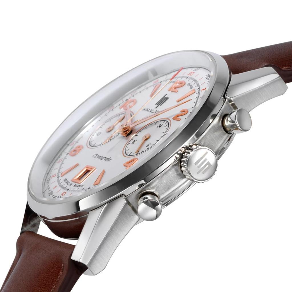 Authorized Distributor Lip Watch 671594 Himalaya 40MM Chronograph Silver White Brown Leather [LIP] Men's [HIMALAYA]