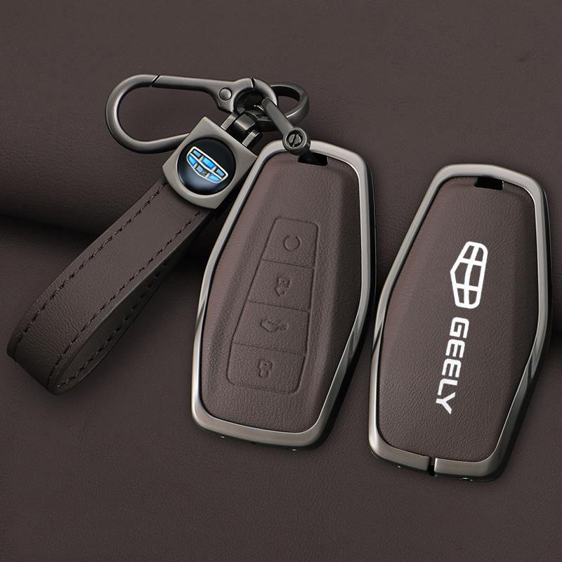 Zinc Alloy Leather Car Key Case Geely Binyue Haoyue Xingyue Haoyue L Binruixing Ruibori Ge X50 X70 X6 X7 Ex7 Gc9 Car Key Case