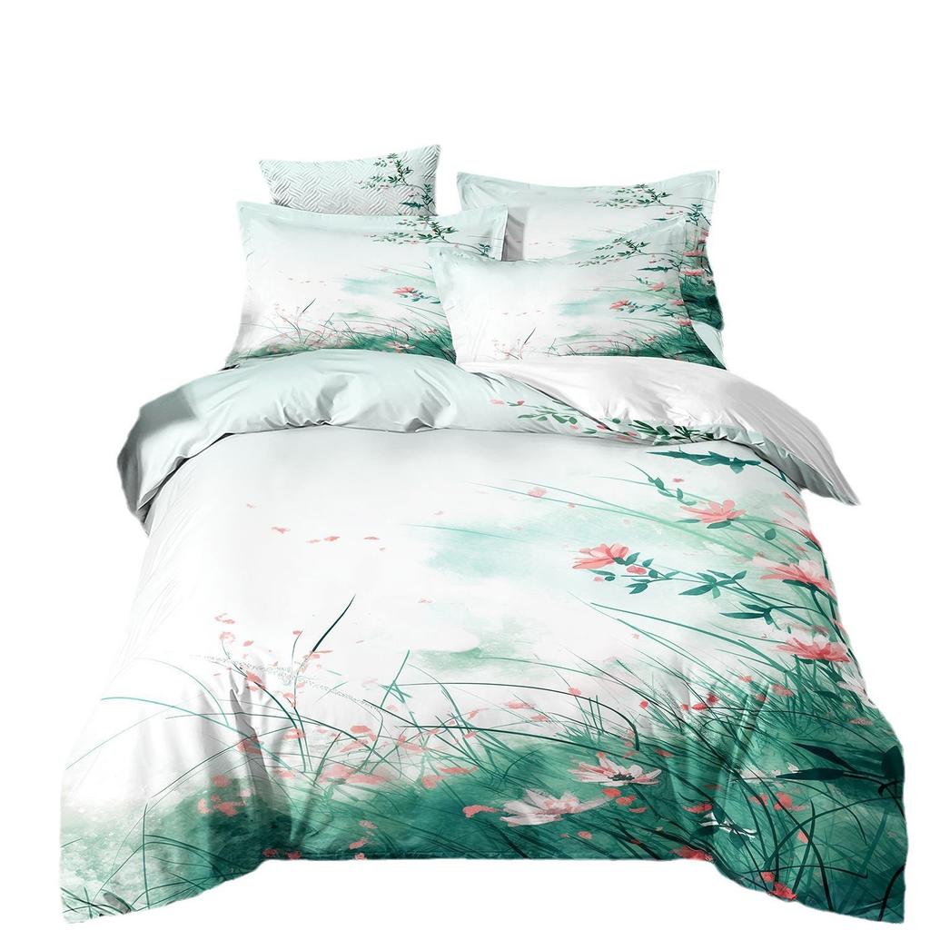 Floral Leaves Bedding Set Watercolor Flower Duvet Cover Flower Double quilt cover Single Twin Double Queen King For Women