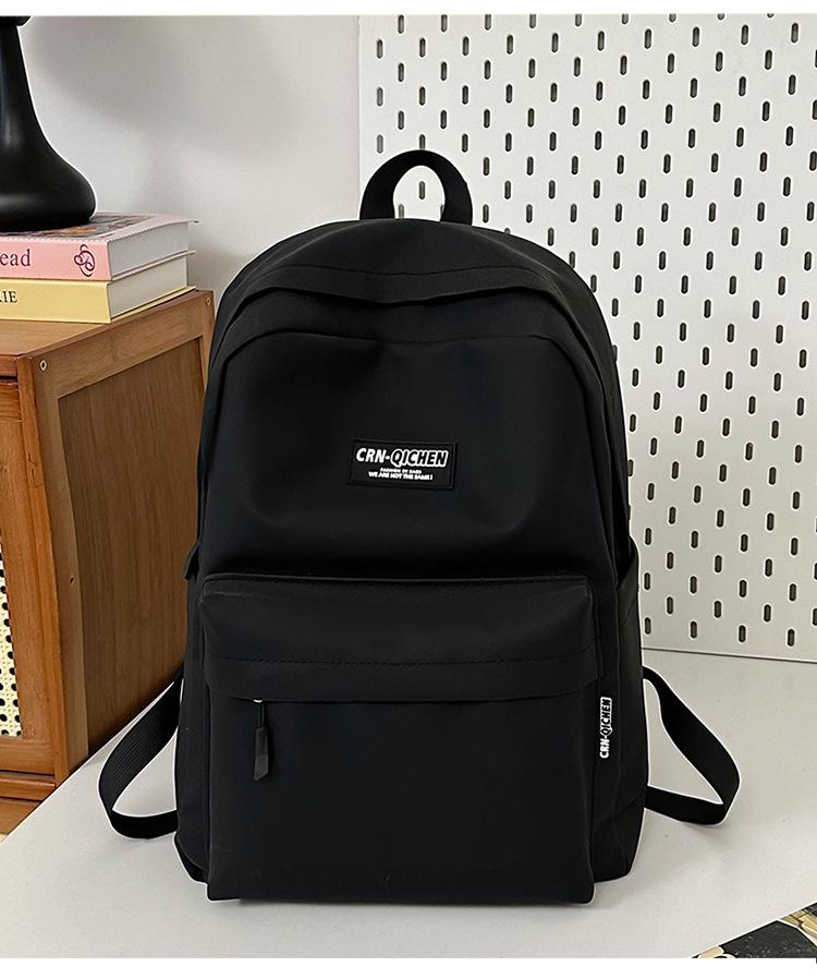 

Versatile schoolbag design sense niche Versatile junior high school backpack men solid color backpack women fashion чорний
