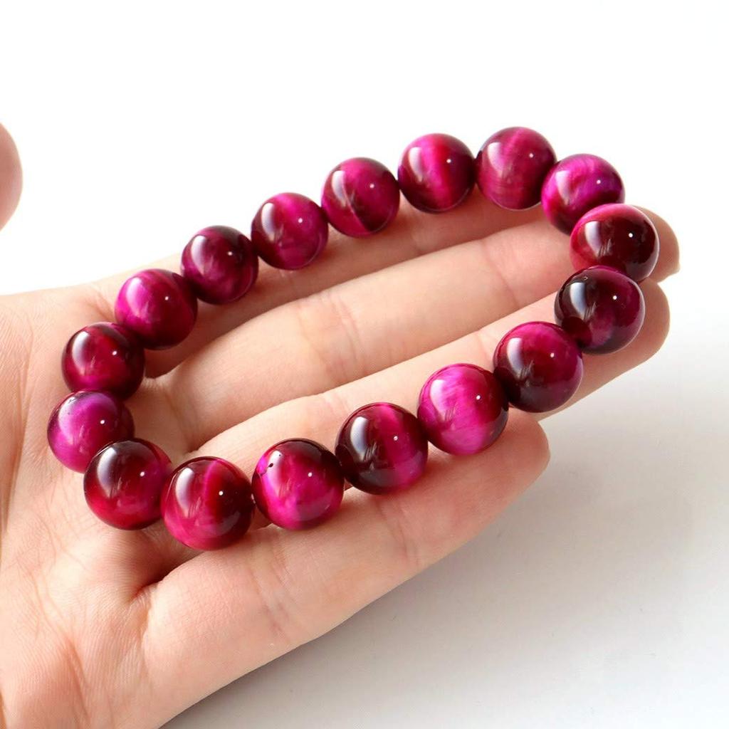 [GOLD STONE] Pink Tiger Eye Bracelet, 12mm, Tiger Eye Stone, Natural Stone, Power Stone, Inner Circumference: Approx. 16cm
