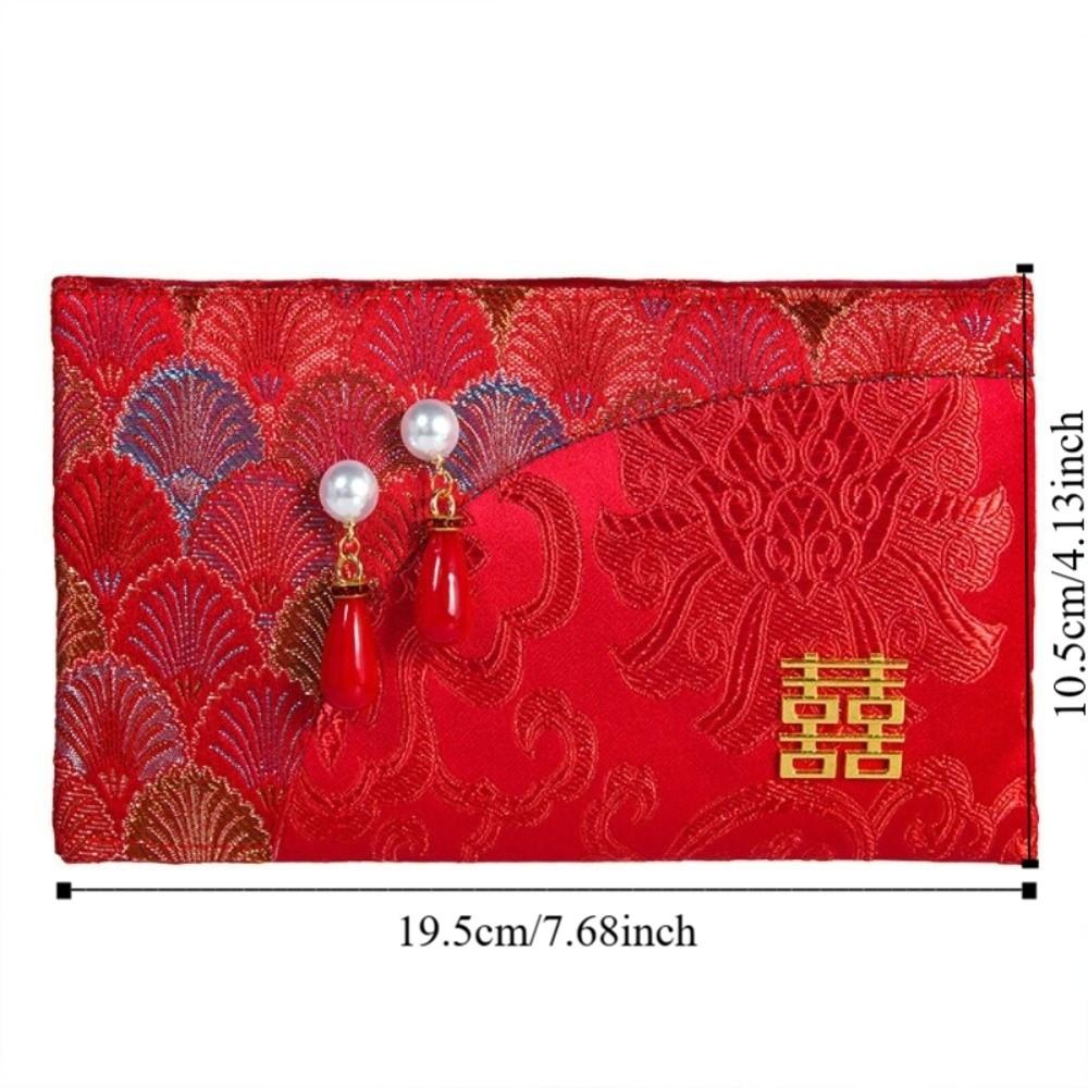 Embroidery Wedding Hongbao Blessing Words Red Pockets Brocade Red Envelop Spring Festival