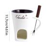 Tragbarer Keramik-Fondue-Topf Schmelzschale Keramik-Fondue-Tasse Mit Gabel Großartig Zum Schmelzen von Schokolade Und Käse Bei Veranstaltungen