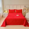 Neue einfarbige Milchfleece-Vierjahreszeiten-Verdickte Bettdecke gesteppt gepolsterter Saum doppelseitige Fleece-Decke Dreiteiliges Set
