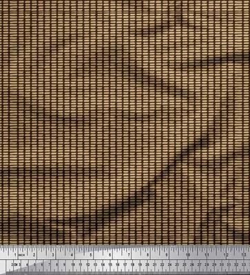 Brown Japan Crepe Satin Fabric Brush Stroke Abstract Fabric Prints By Metre 42 Inch