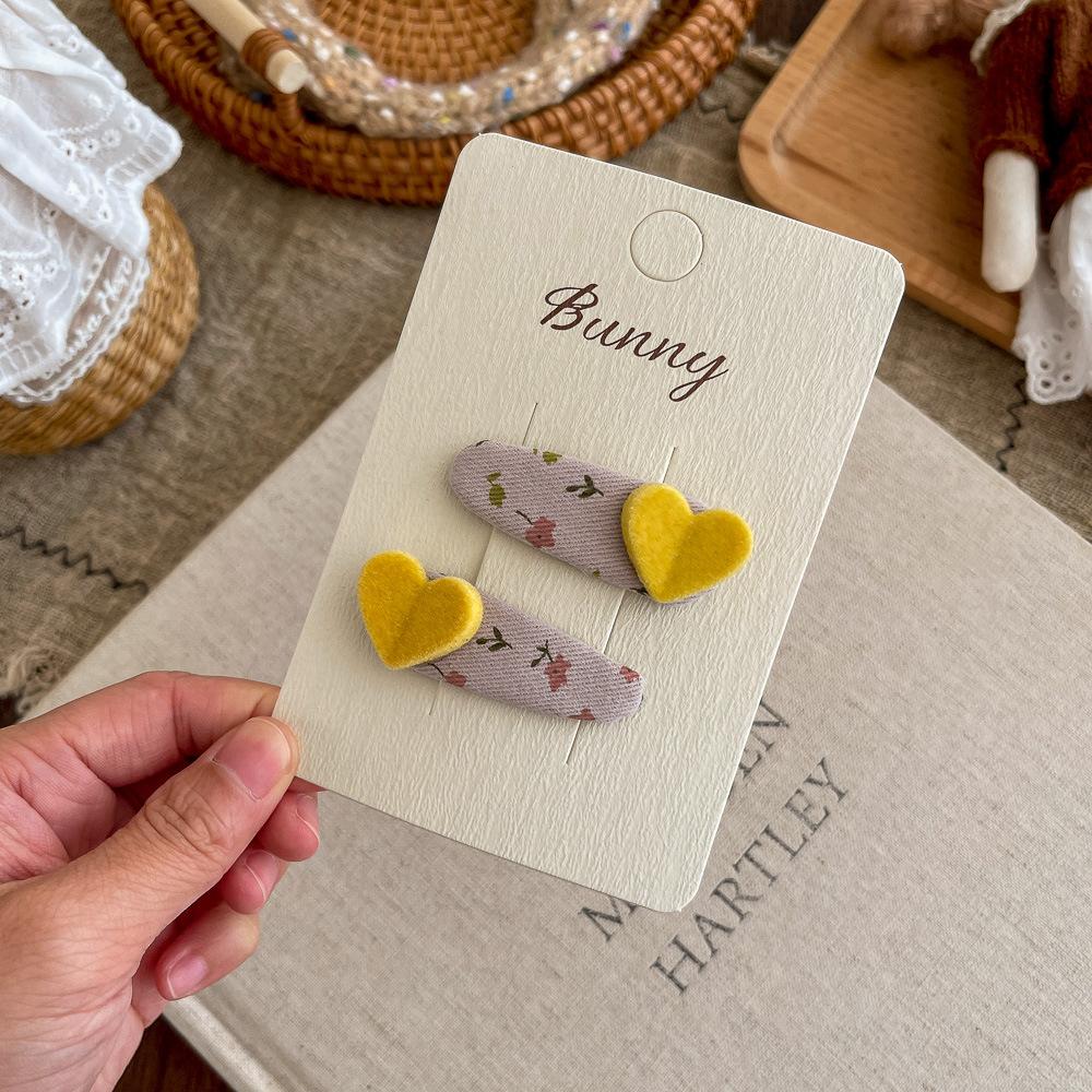 2pcs/lot Floral Love Fabric BB Clip Sweet Girl Hairpin Bangs Side Clip Children's Hair Clip Hairpin Barrettes Hair Accessories