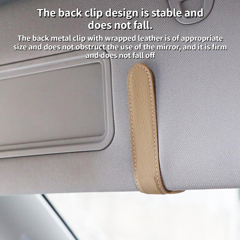 Car Sun Visor Clip Glasses Cards Case Auto Sunglasses Visor Glasses Holder Sunglasses Bracket Holder Pu Leather Glasses Support