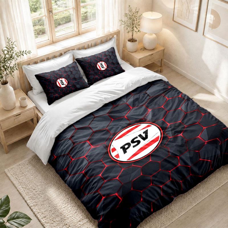 Bedding Set 1 Duvet Cover 2 Pillowcases PSV Eindhoven FC Print Bedroom Home Decoration
