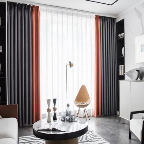 

2 шт., занавеска на крючках, двойная открытая полноразмерная занавеска для спальни, дома, полная затемняющая занавеска для гостиной, элегантная занавеска от пола до потолка в тон, соответствующая цвету W150×H270cm оранжевый