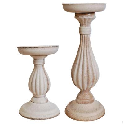 Bougeoirs rétro en bois, 2 pièces, pour décoration de dîner