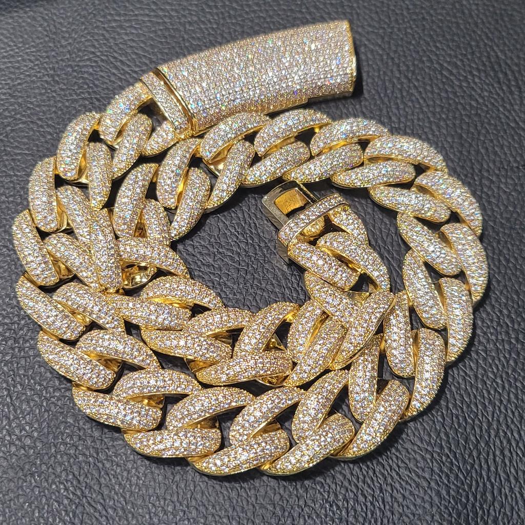 Módní Hip Hop Miami Kubánský Náhrdelník Řetízek Plný Diamantů 9mm 12mm 15mm 20mm 24mm Řetízky s Přívěskem Dlouhé Zapínání Spona Šperky Dárek