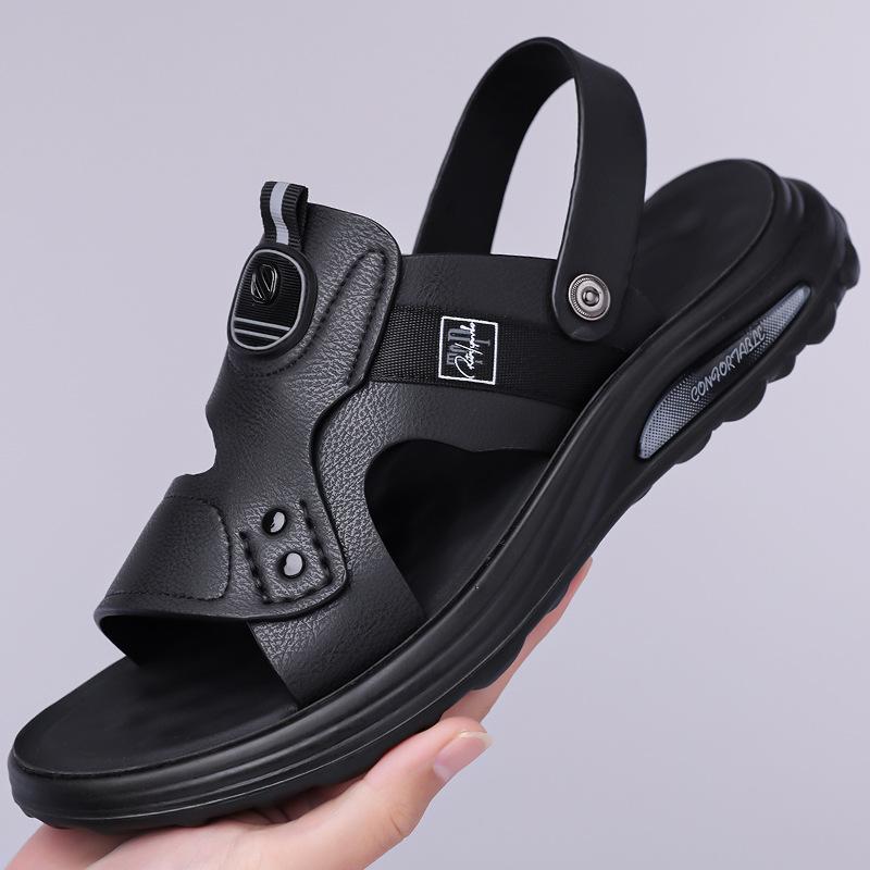 

2025 new summer leather sandals breathable driving casual shoes men s leather sandals dual-purpose outdoor beach shoes 38