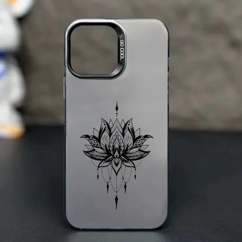 Retro Lotus Design Pattern Phone Case for iPhone 17 16 15 14 13 12 11 Pro/ Max/Plus Shock-proof Rear Cover Anti-fingerprint