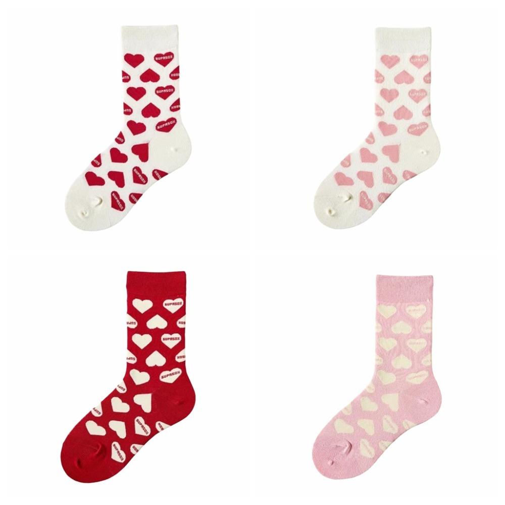 Valentine's Day Love Mid-Tube Socks Sweet Women Socks Casual Love Heart Socks  Gift