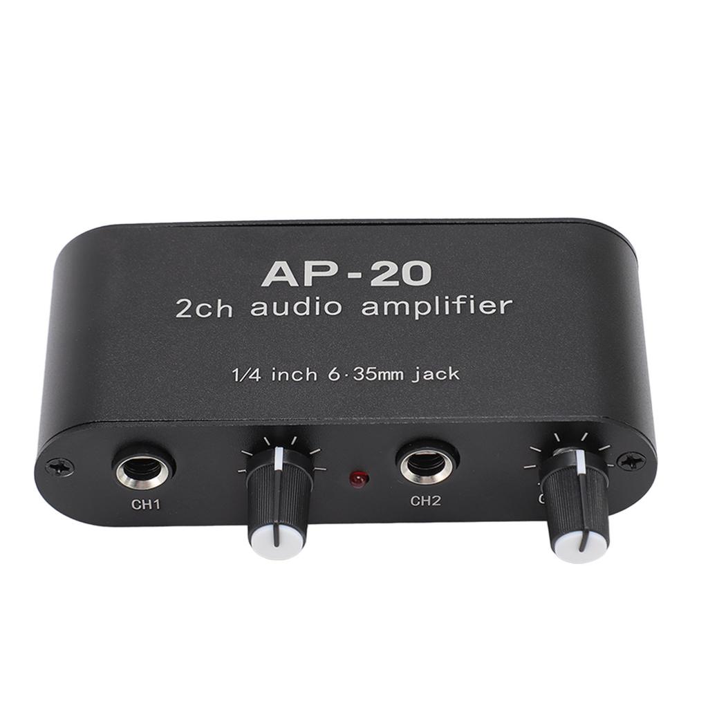 2 Channel Sound Amplifier Balanced 1/4 Inch 6.35mm Gain Independent Adjustment Stereo Sound Amplifie