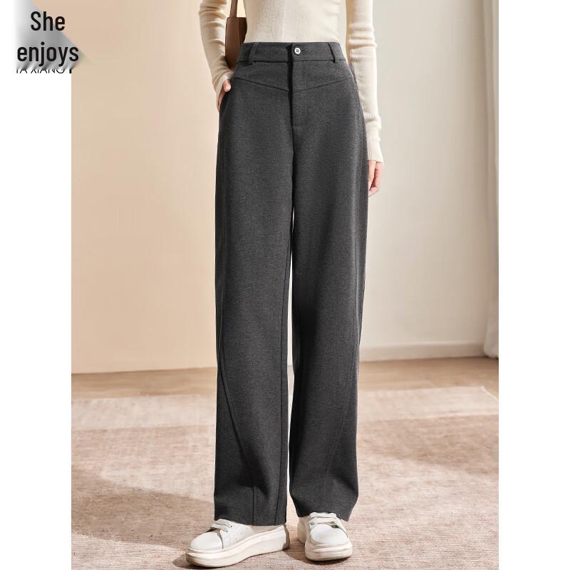 Her Enjoy Women's High-Waist Straight Wide-Leg Wool-Blend Pants