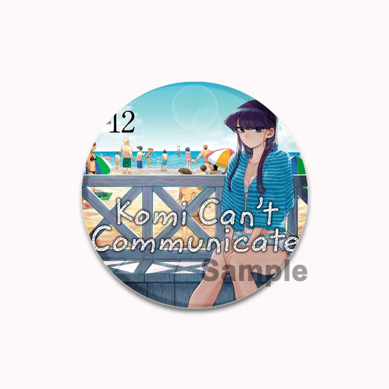 32/44/58mm Komi Cant Communicate Round Pin Cute Girl Cartoon Snap-in Brooches for Backpack Cothes Accessories Anime Collection Badge