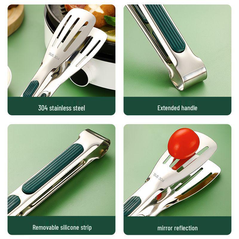 304 Edelstahl Küchenzange für Steak, Pfannkuchen, BBQ, Backen und Gemüse