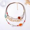 European and American Simple Fashion Trend Multi-layer Stacking String Geometric Pearl Resin CCB Leather Rope Multi-layer Stacking Necklace Women