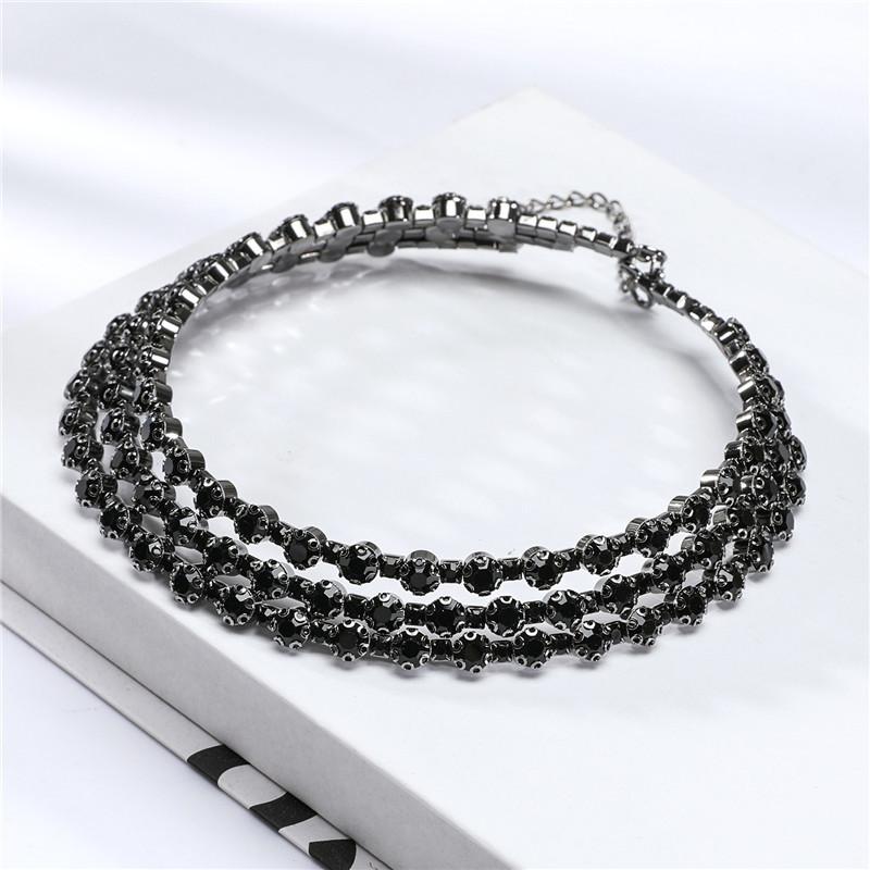 Koreanisches Braut-Funkel-Strassschmuck-Set, rundes Voll-Diamant-Armband, Ohrringe, Halskette Dreiteiliges Set