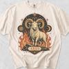 Widder Sternzeichen Widder T-Shirt: Vintage Mystic Fire Baumwolle Streetwear
