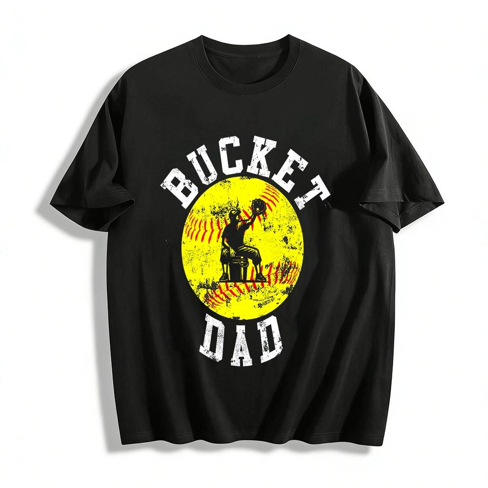 

Vintage Bucket Dad Softball Print Casual T-Shirt Pure cotton T-shirt XXS