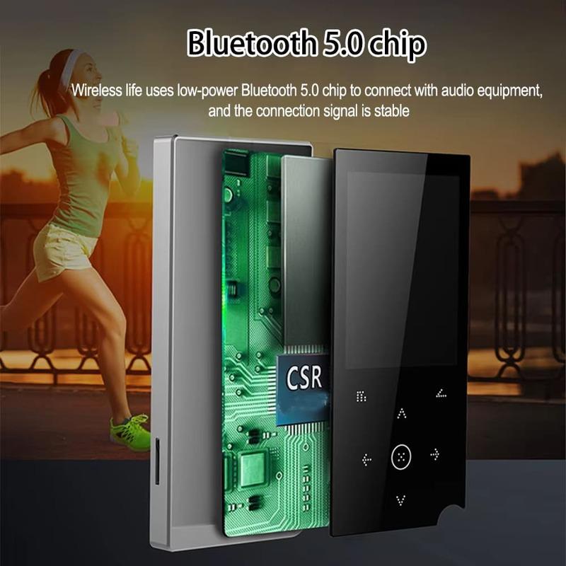 Bluetooth 5.0 Lossless MP3 Music Player HiFi Portable Audio Walkman com FM/eBook/gravador/MP4 Video Player Tela de 2,4 polegadas