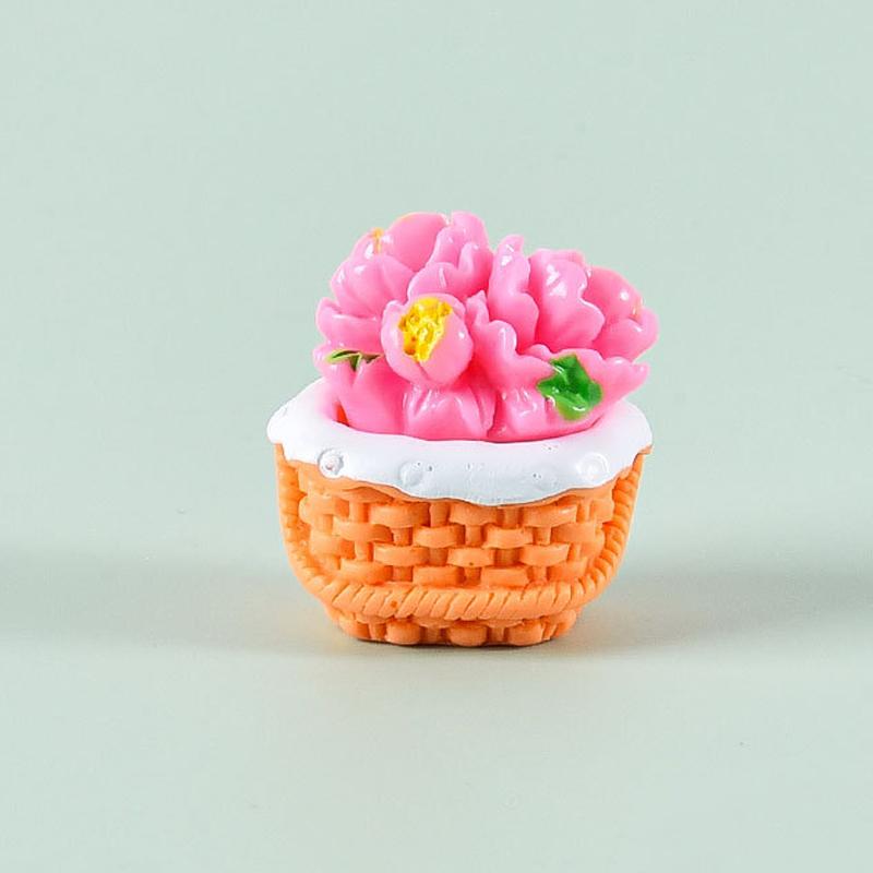 Mini Flower Basket Ornament Flowerpot Potted Plant Bonsai Micro Landscape Dollhouse Miniature Toy Car Decoration