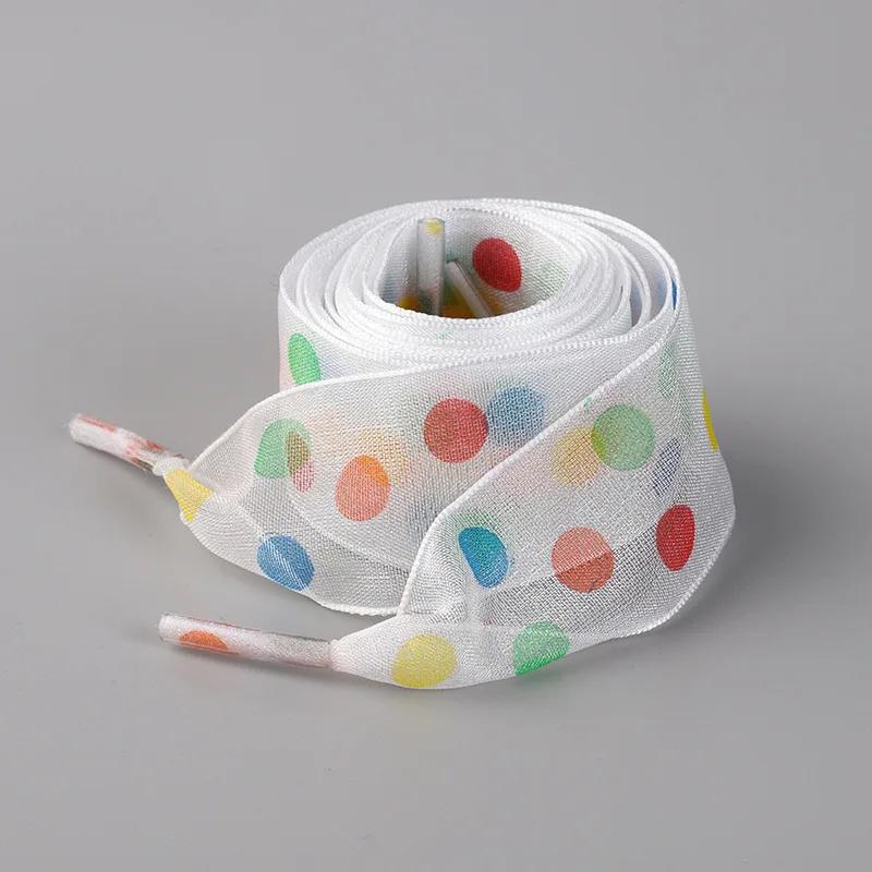 Color Flat Shoelaces Printing Leopard Yarn Shoe Laces 2.5CM Width 80CM/100CM/120CM Length Transparent Shoelace for Women Girl