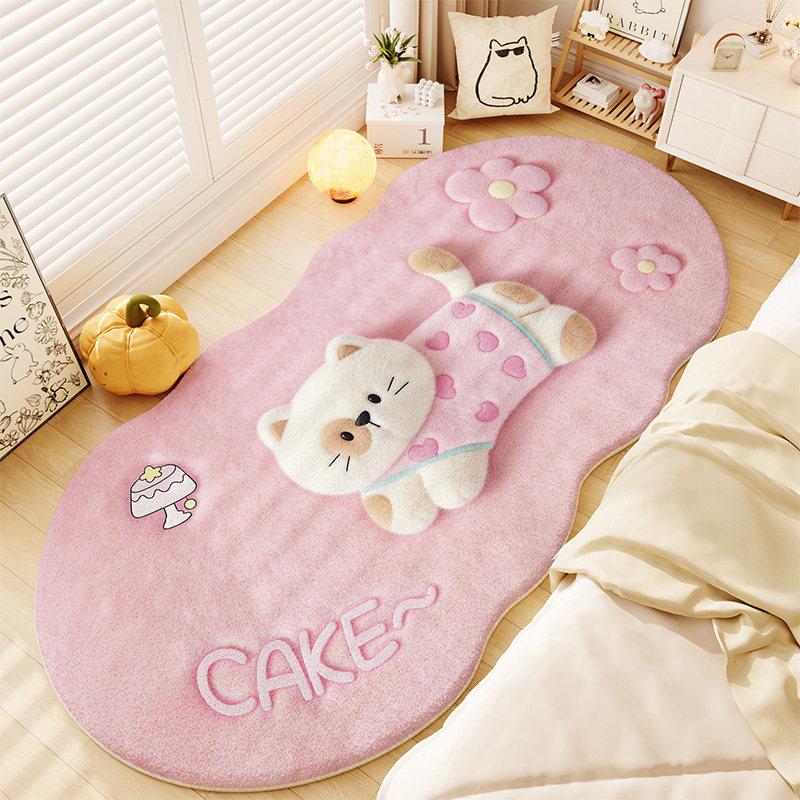 Girly Style Carpets for Living Room Cute Animals Bedroom Decor Carpet Fluffy Soft Irregular Bedside Rug Home Plush Floor Mat