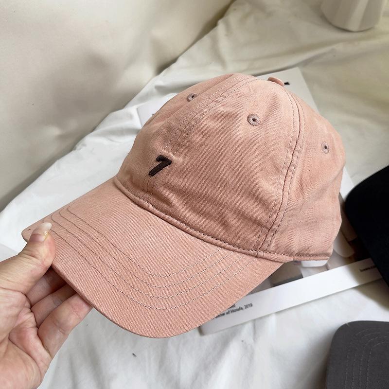 

Korean pure cotton soft-top baseball cap for men and women, suitable for large head sizes, casual and versatile, summer duckbill cap with letter Adjustable