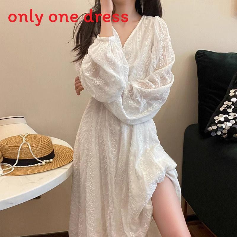 Floral Long Sleeve Dress With Embroidery For Vacation And Casual Wear