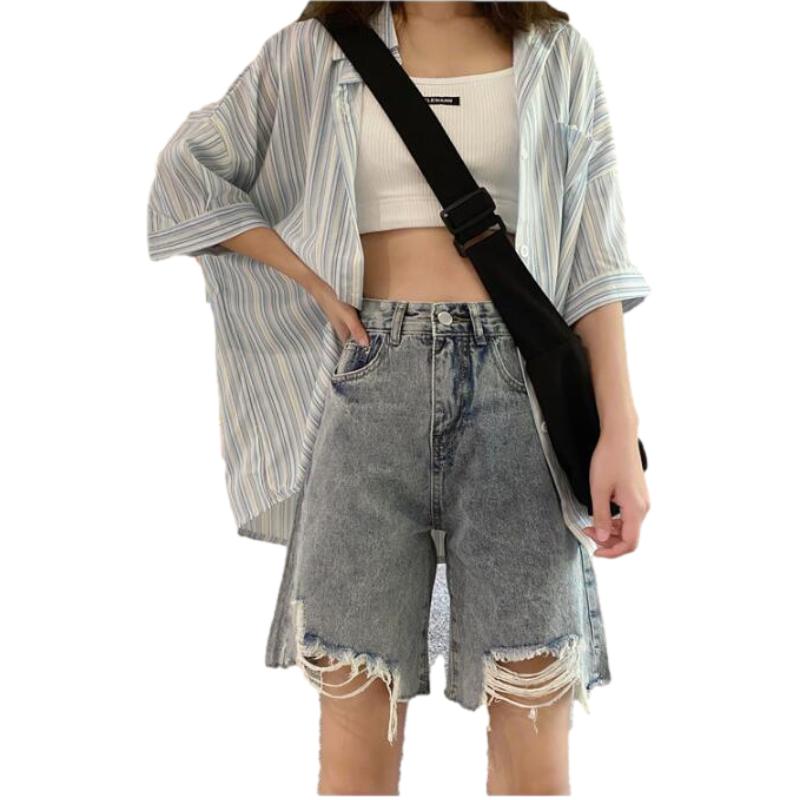 WTEMPO Donna Jeans Strappato Denim Pantaloncini Gonna Elastico Vita Larga  Gamba Larga A-line Office Club Casual Party Date acquista in modo economico  — spedizione gratuita, recensioni reali con foto — Joom