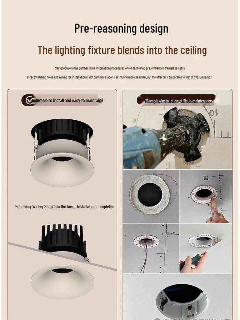 Anti-Glare Narrow Edge LED Wall Washer Spotlight for Living Rooms and Hotels